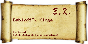 Babirák Kinga névjegykártya